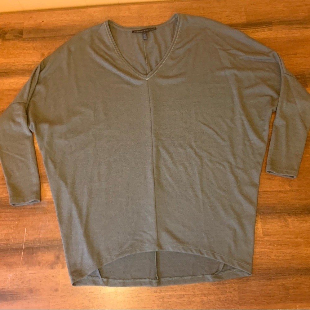 White House black market olive v-neck batwing sweater size S